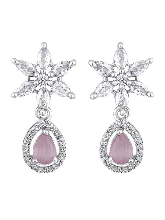 Silver-Plated CZ Studded & Beaded Jewellery Set