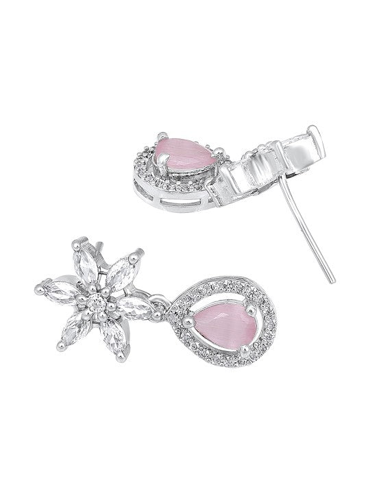 Silver-Plated CZ Studded & Beaded Jewellery Set
