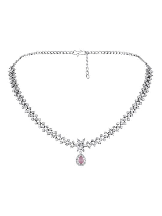 Silver-Plated CZ Studded & Beaded Jewellery Set