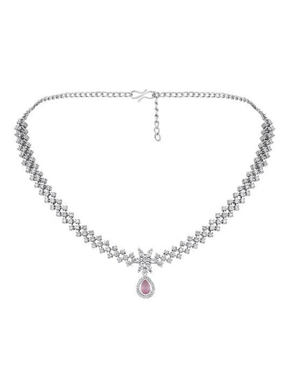 Silver-Plated CZ Studded & Beaded Jewellery Set